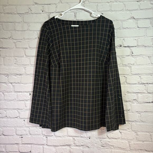 NWT J Jill Ponte Black Long Sleeve Shirt with Beige Lines Size 1X Y0485 - Picture 1 of 7